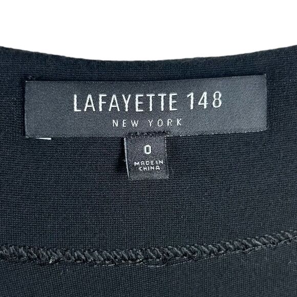 Lafayette 148 New York Black Draped Ruched Sheath Dress Size 0‎ Cowl Neckline - Picture 6 of 8